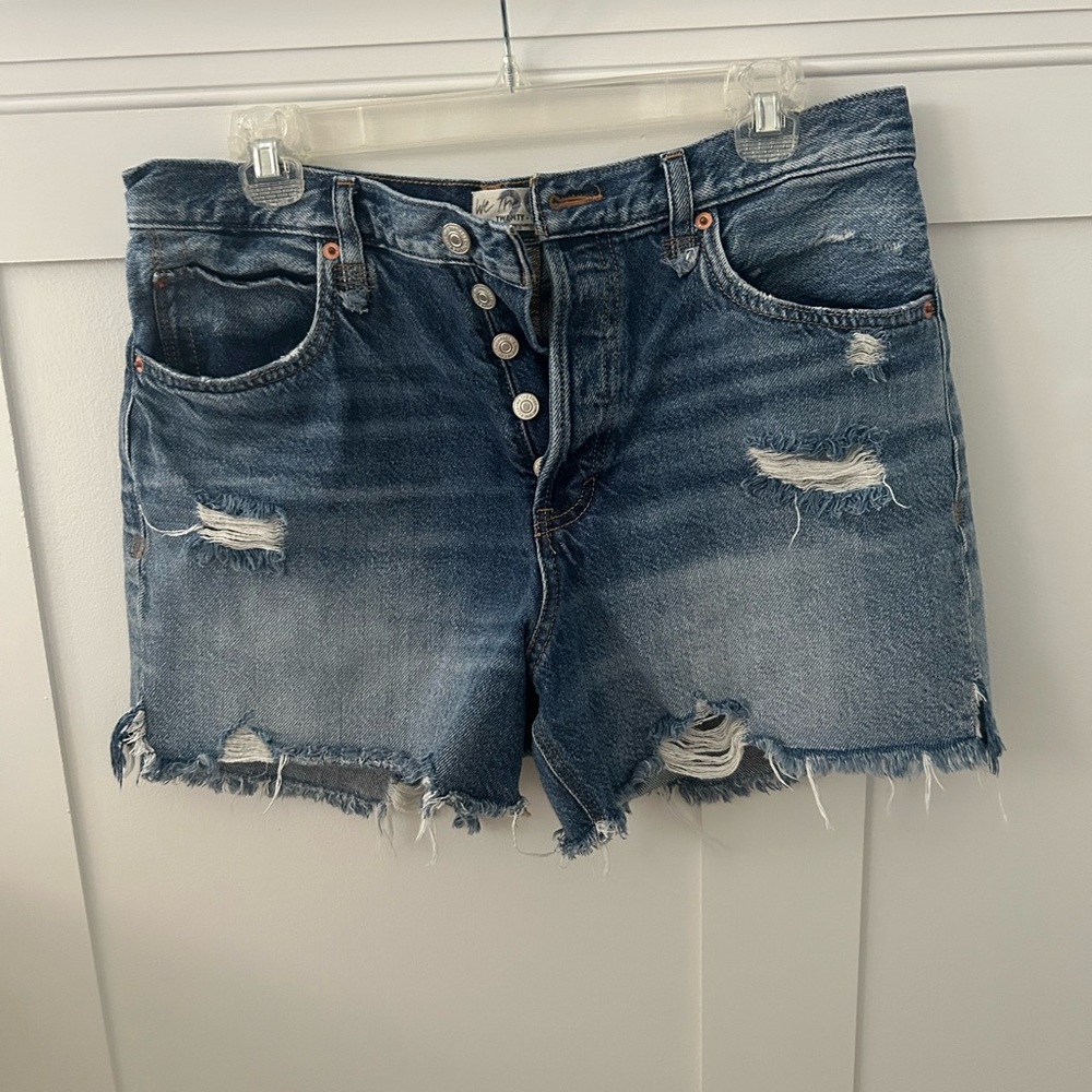 We The Free Blue Jean Shorts Distressed Cut-Off